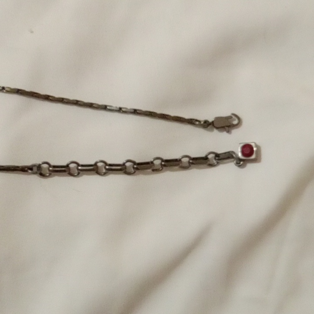 Givenchy Necklace With Ruby Rhinestones Square Pe… - image 7